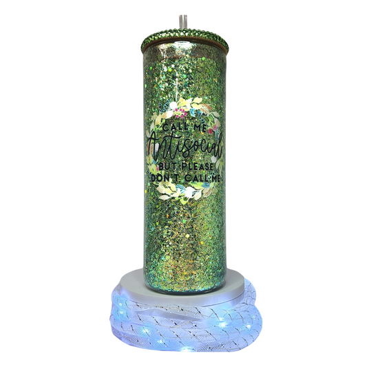 Call Me Antisocial, But Please Don't Call Me - Bling Rhinestone Tumbler - Waterglobe