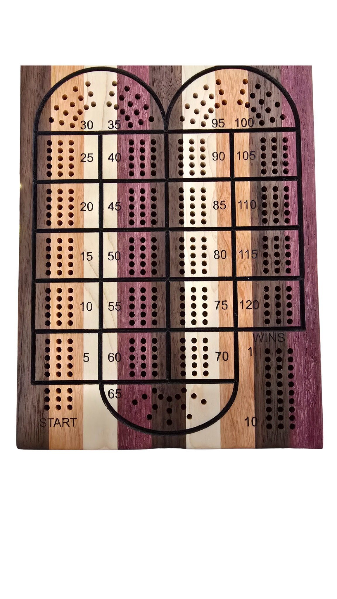 Wooden Cribbage Board - Handcrafted - Includes Pegs & Pack of Cards