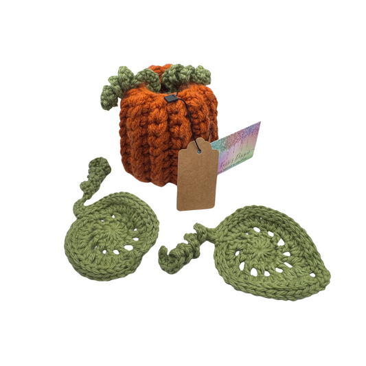Crocheted Pumpkin Coaster Holder - Set of 4 Coasters