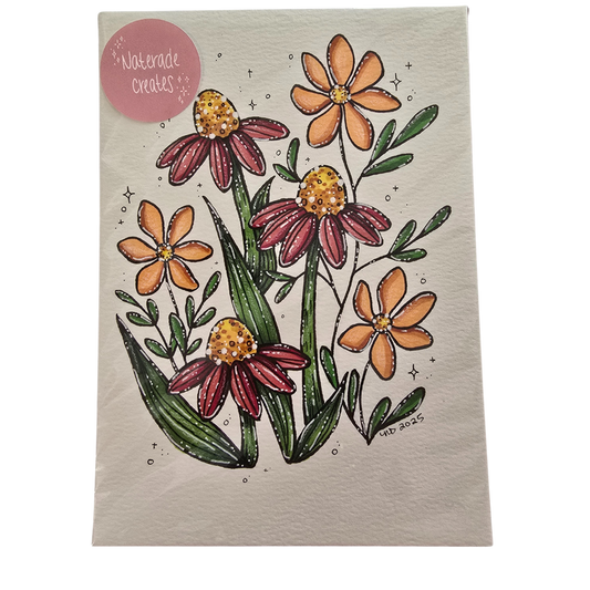 Flowers 5x7 Hand Drawn Original Art