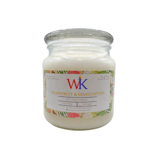 Grapefruit + Mangosteen | Premium 17oz Soy Candle | Hand-Poured in Glass