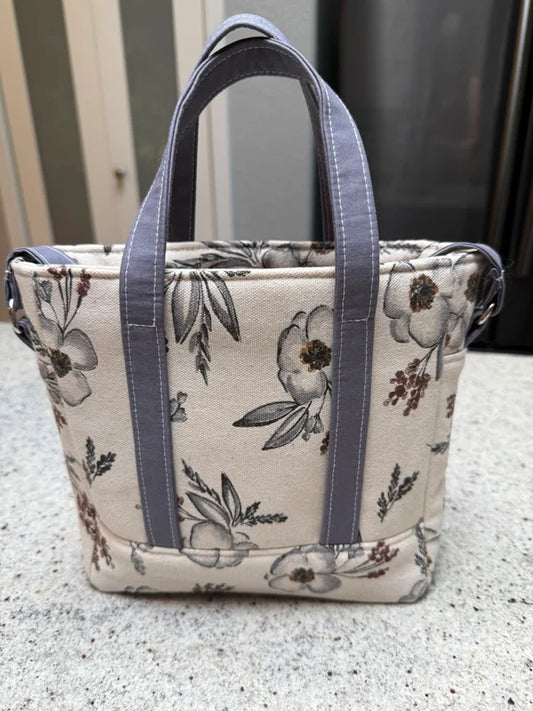 Gray Floral Mini Tote