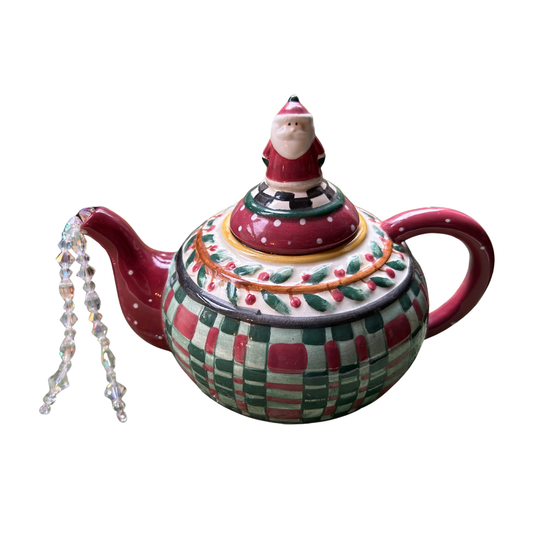 Christmas Check Pattern Teapot | Red/Green Holiday Decor