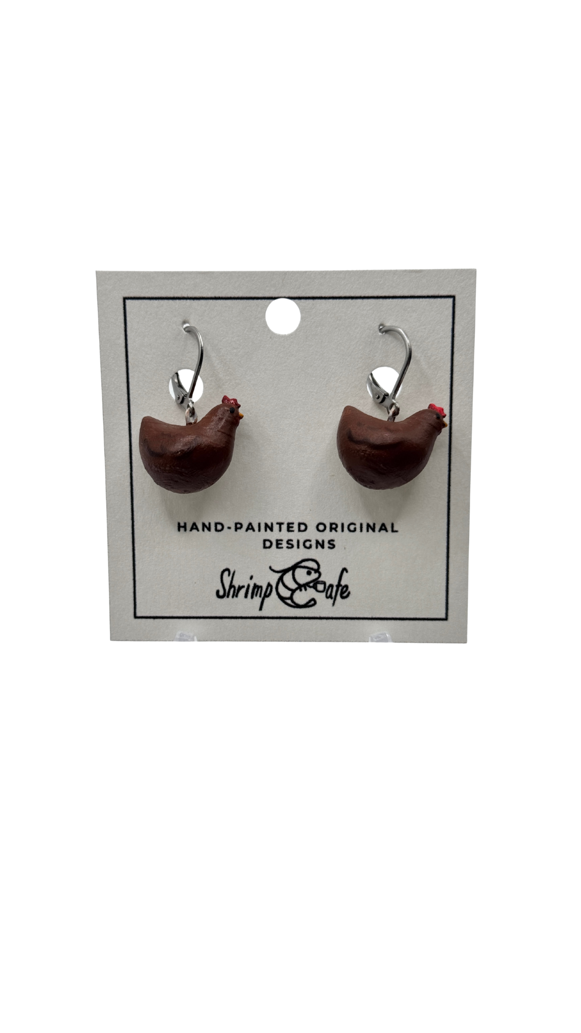 Chicken - Handcrafted Earrings - Available in White or Brown