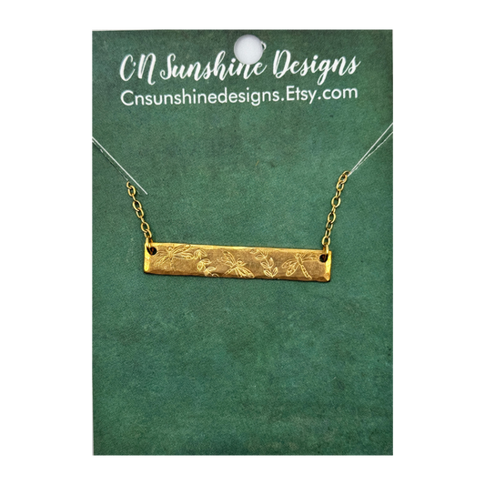 Brass Bar Necklaces - Hand Stamped - Multiple Designs Available