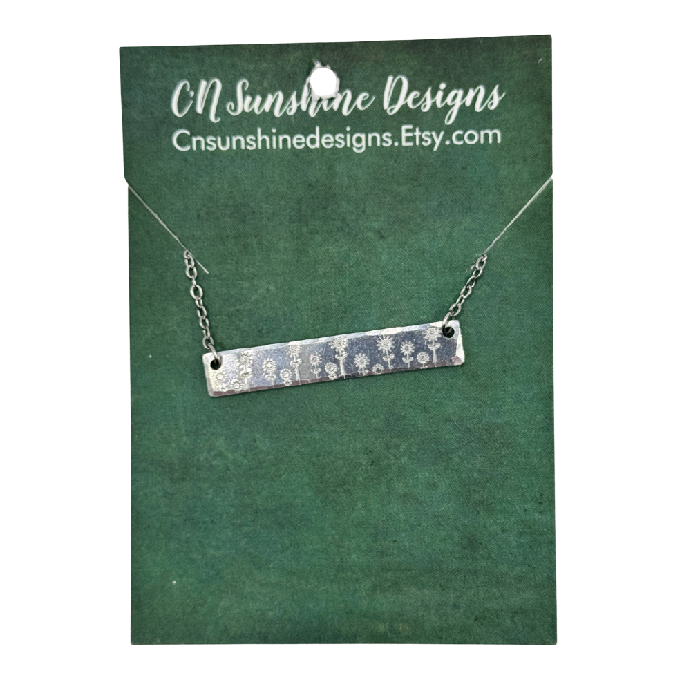 Aluminum Bar Necklaces - Hand Stamped - Multiple Designs Available