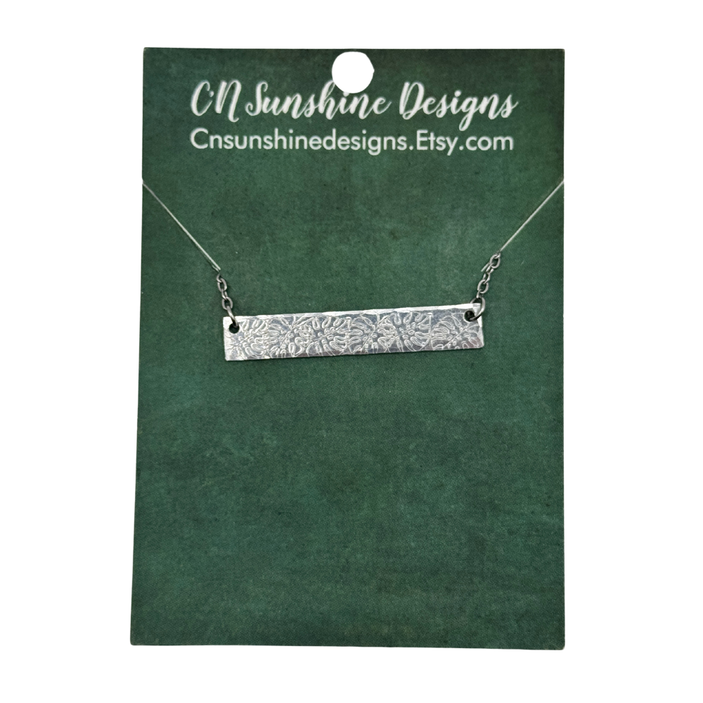 Aluminum Bar Necklaces - Hand Stamped - Multiple Designs Available