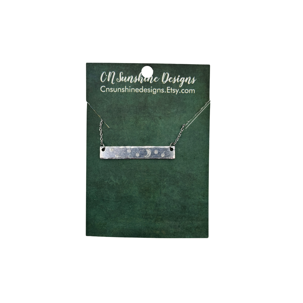 Aluminum Bar Necklaces - Hand Stamped - Multiple Designs Available