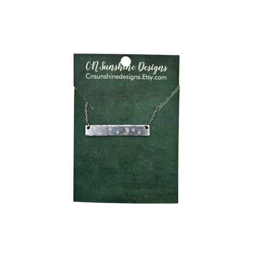 Aluminum Bar Necklaces - Hand Stamped - Multiple Designs Available