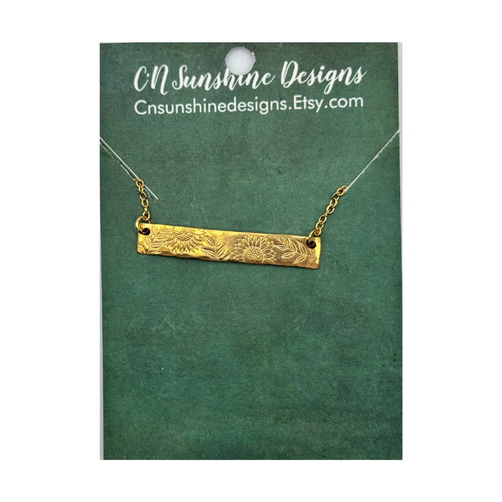 Brass Bar Necklaces - Hand Stamped - Multiple Designs Available