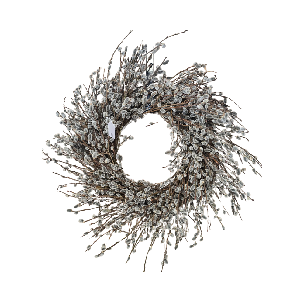 Handcrafted 18-inch Pussy Willow Wreath - Locally Harvested Dried Botanical by My Favorite Things