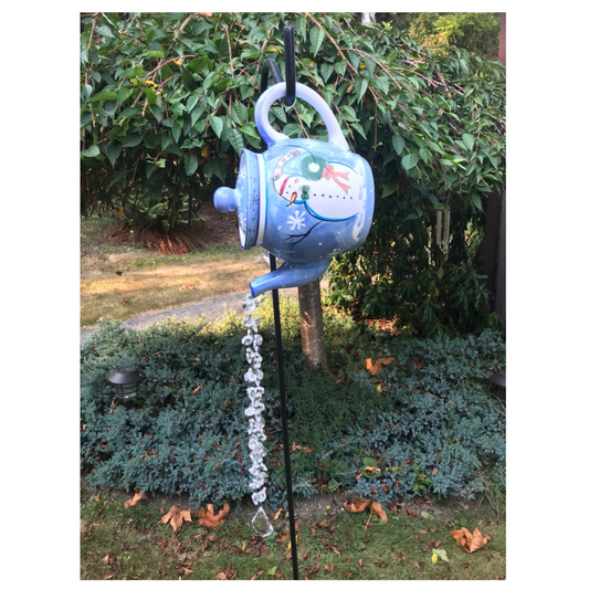 "Pouring" Teapot/Watering Can
w/Crystals Garden Art