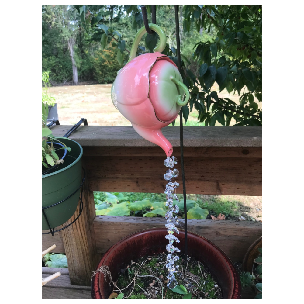 "Pouring" Teapot/Watering Can
w/Crystals Garden Art
