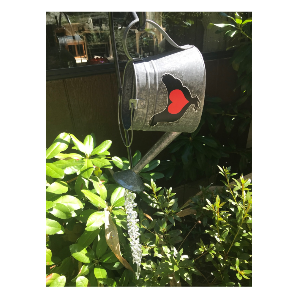 "Pouring" Teapot/Watering Can
w/Crystals Garden Art