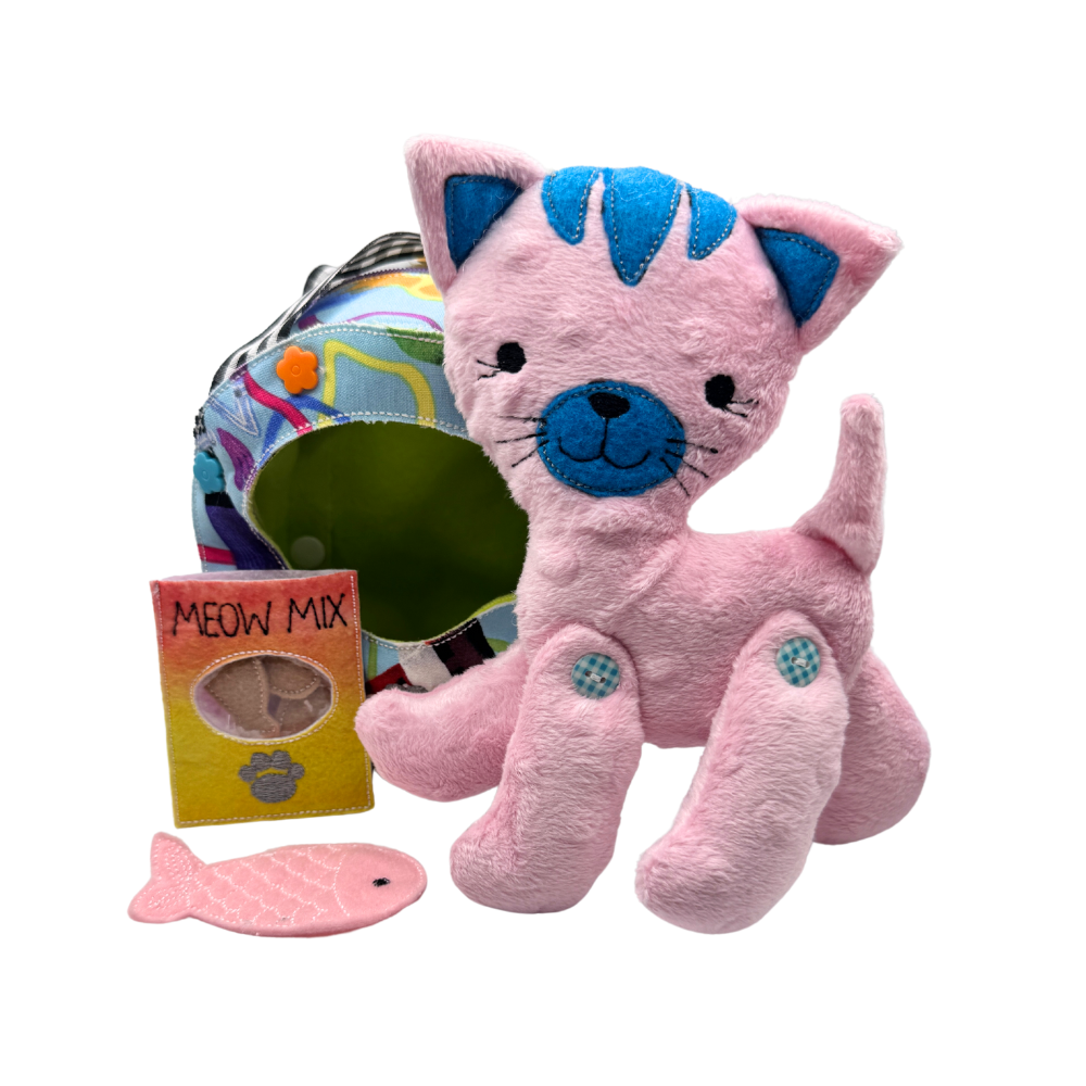 Kitty Play Set - Plush Cat Toy with Food and Accessories - Multiple Variants Available