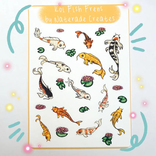 Koi Fish Sticker Sheet -  Original Artwork by Naterade Creates