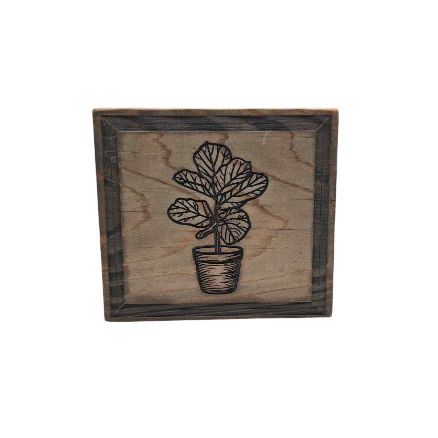 Medium Laser Engraved Wood Block — Decorative Shelf Art — Multiple Designs Available
