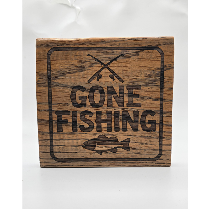Medium Laser Engraved Wood Block — Decorative Shelf Art — Multiple Designs Available