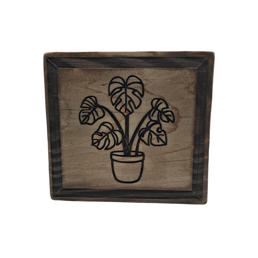 Medium Laser Engraved Wood Block — Decorative Shelf Art — Multiple Designs Available