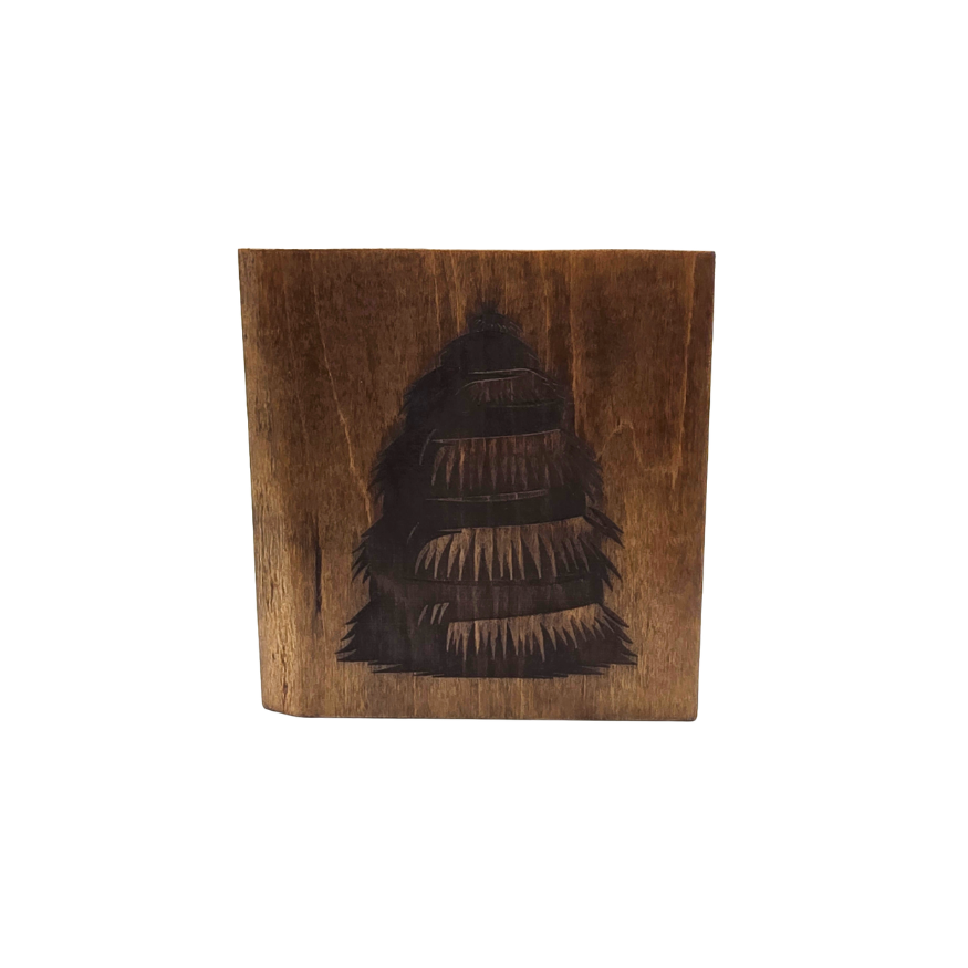 Medium Laser Engraved Wood Block — Decorative Shelf Art — Multiple Designs Available