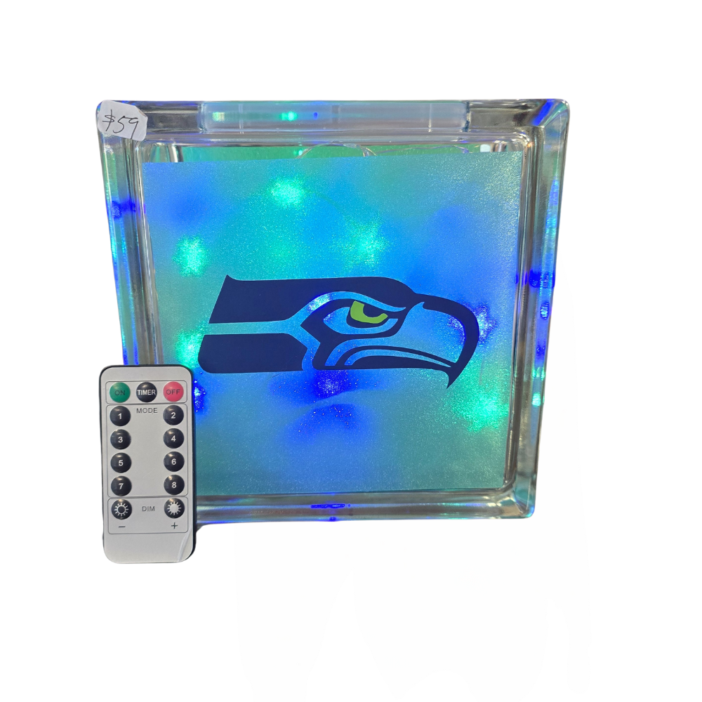 Seahawks Light up Glass Cube w/Remote