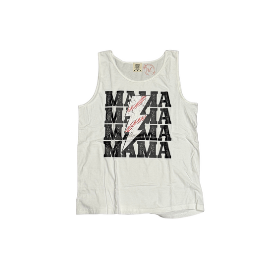 Baseball Mama White Tank Tops