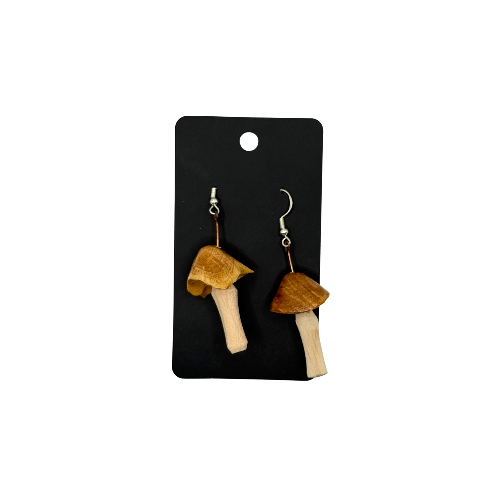 Handcrafted Wooden Mushroom Earrings - Variety of Styles to Choose From
