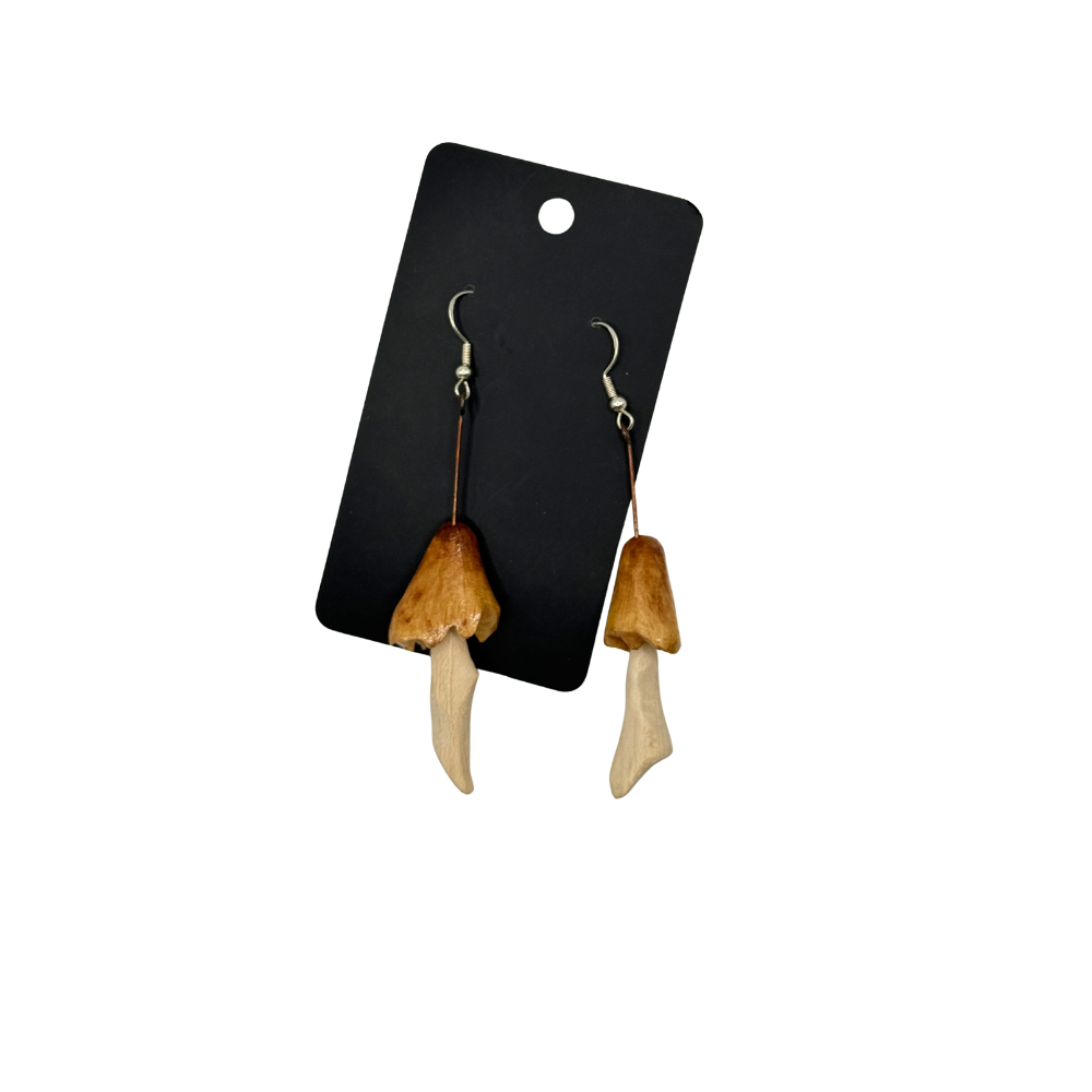 Handcrafted Wooden Mushroom Earrings - Variety of Styles to Choose From