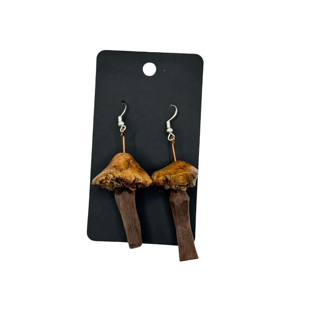 Handcrafted Wooden Mushroom Earrings - Variety of Styles to Choose From