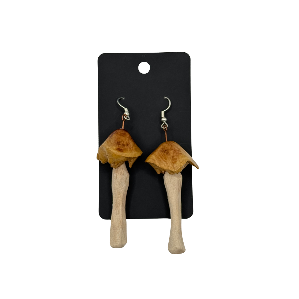 Handcrafted Wooden Mushroom Earrings - Variety of Styles to Choose From