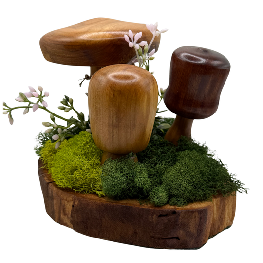 Handmade Mushroom w/white flowers