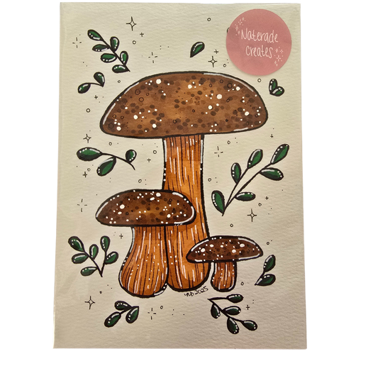 Mushrooms 5x7 Hand Drawn Original Art