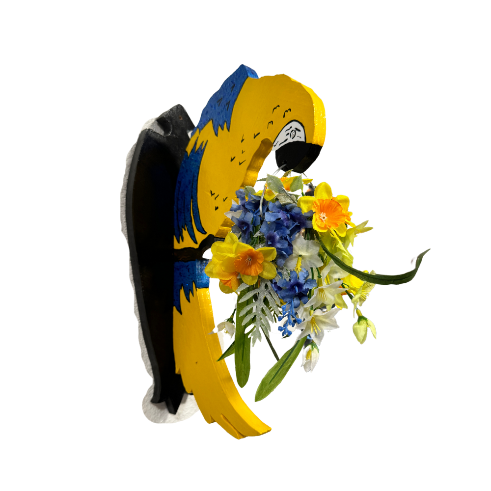 Blue+Gold Parrot Wall Art (Wood)