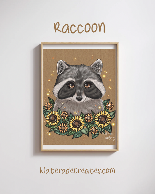Racoon Print 8.5x11 Hand Drawn Original Art