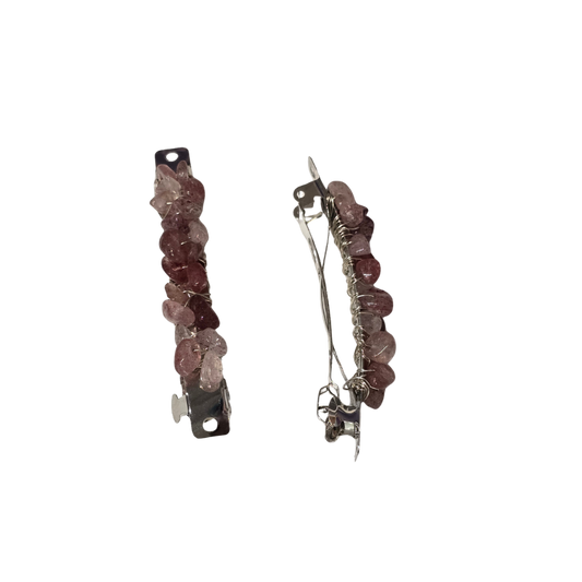 Rose Quartz Hair Clips (2)