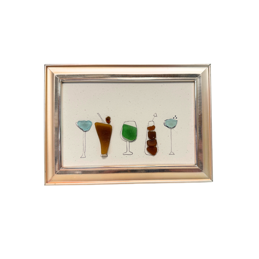 Drinks with Sea Glass Art Piece