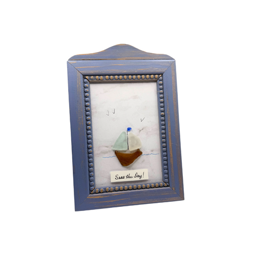 "Seas the Day" with Sea Glass Art Piece
