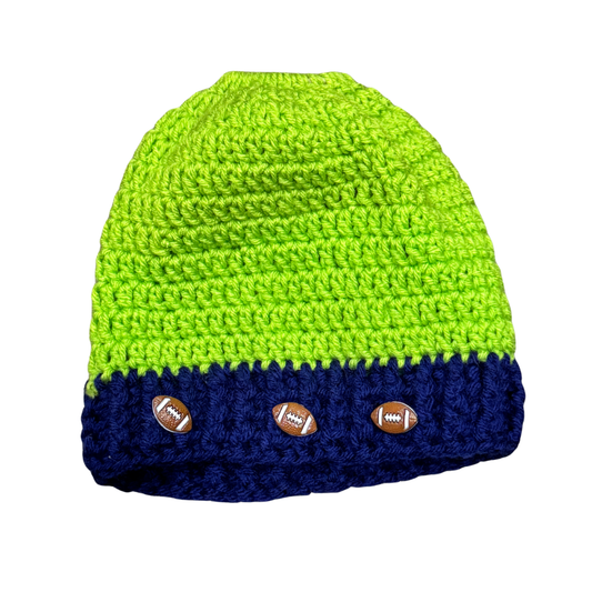 Seahawks Hand Knitted Pony Tail Beanie