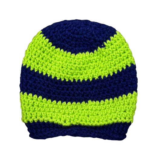 Seahawks Hand Knitted Baby Beanie Striped