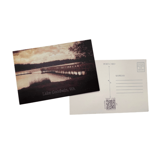 Lake Goodwin Sepia Postcard - Prints by Lillie Brock