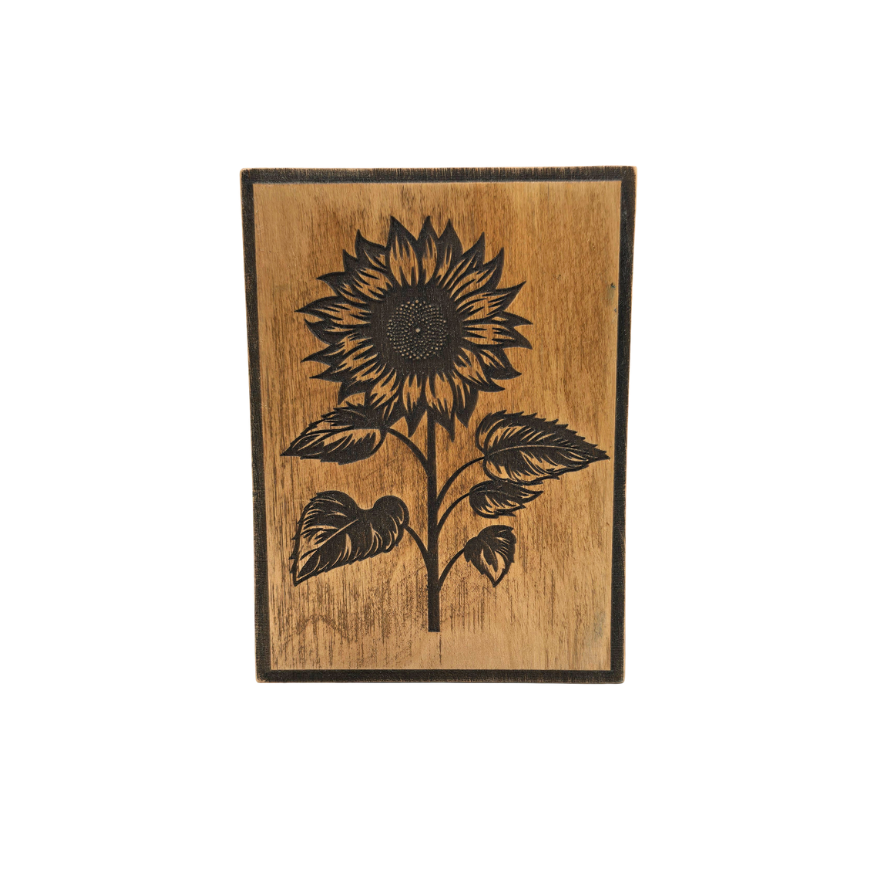 Small Laser Engraved Wood Block — Decorative Shelf Art — Multiple Designs Available