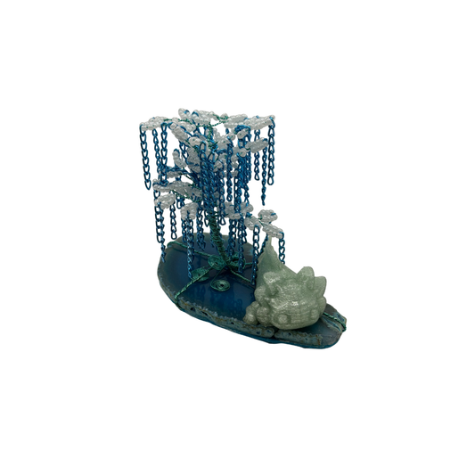 Teal Beaded tree with Axolotl
