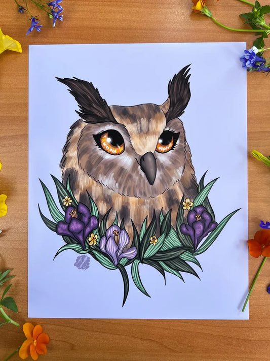 Eagle Owl Art Print - Original Artwork by Naterade Creates