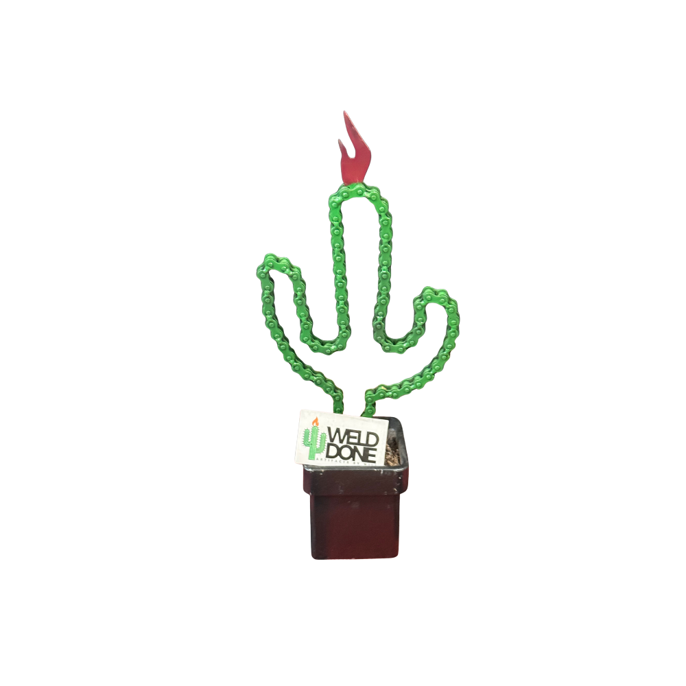 Handcrafted Metal Chain Cactus Sculpture
