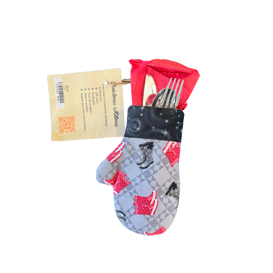 Cozy Christmas Mittens - Multi-Purpose Holiday Decor - Silverware Holder - Gift Card Holder