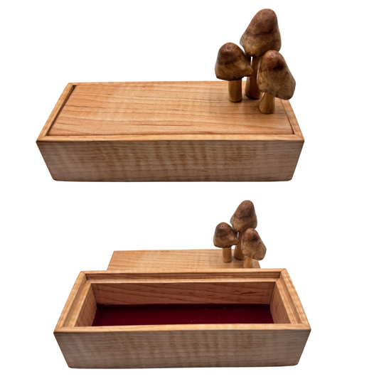 3 Mushrooms - Wooden Box - Whims & Whimsy