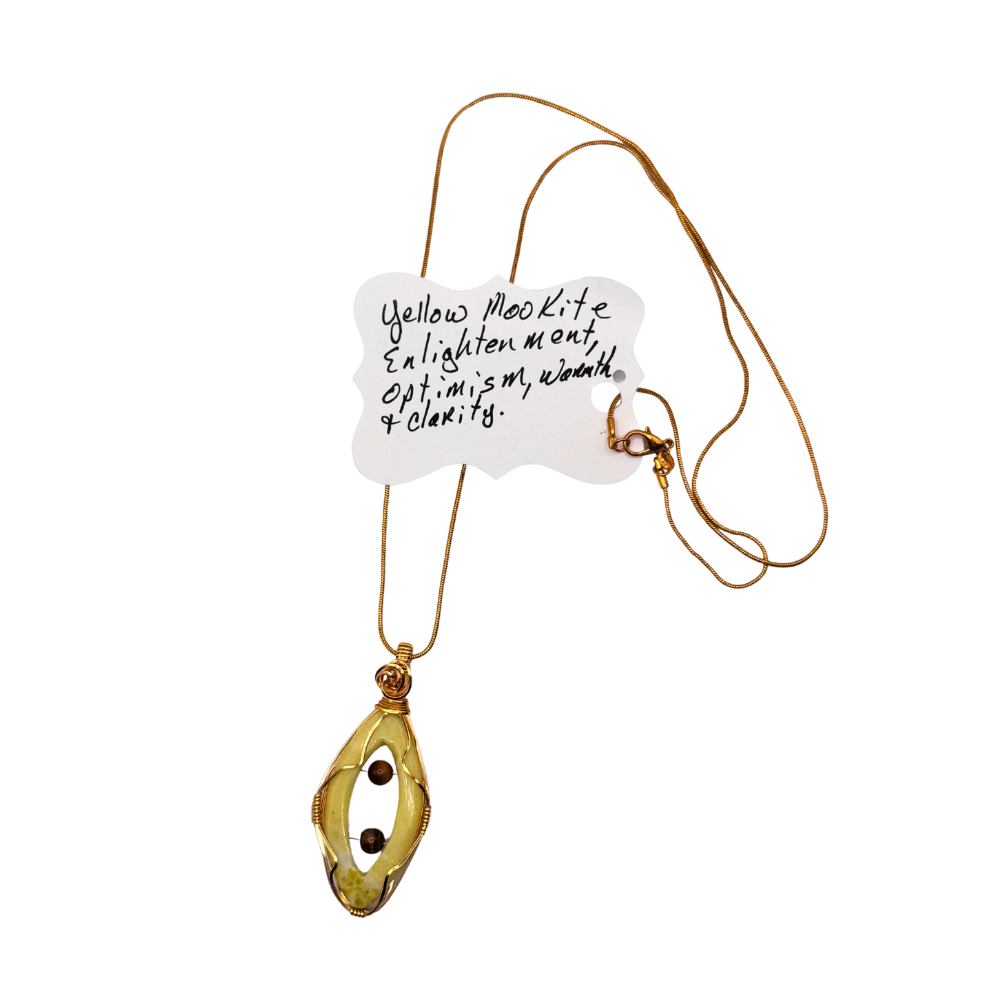 Yellow Mookite - Handcrafted Wire Wrapped Necklace