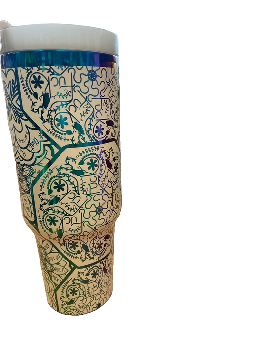 Curse Mandala Hidden curse words and sayings laser engraved tumbler 40oz