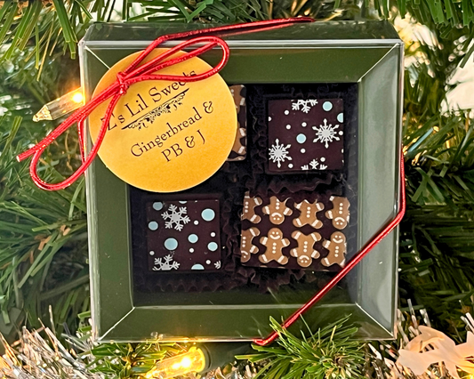 Gourmet Artisan Chocolate Gift Box- Gingerbread & Pb &J 4 pc