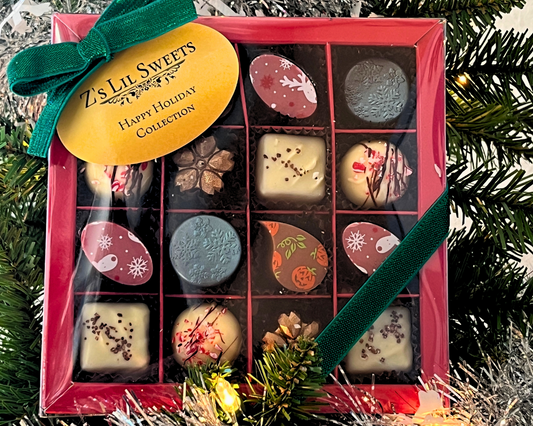 Gourmet Artisan Chocolate Gift Box- Happy Holiday Collection 16 pc